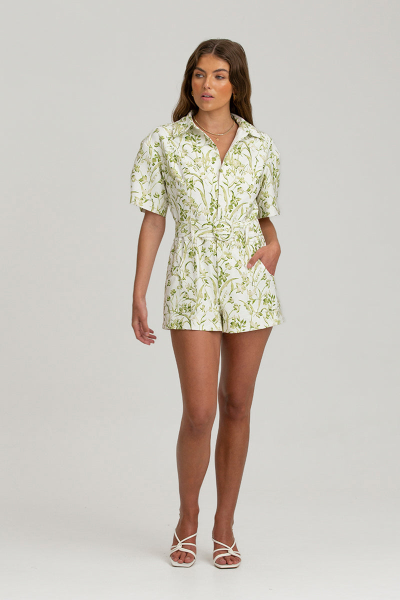 Finders - Carlotta Playsuit - Sage Botanic