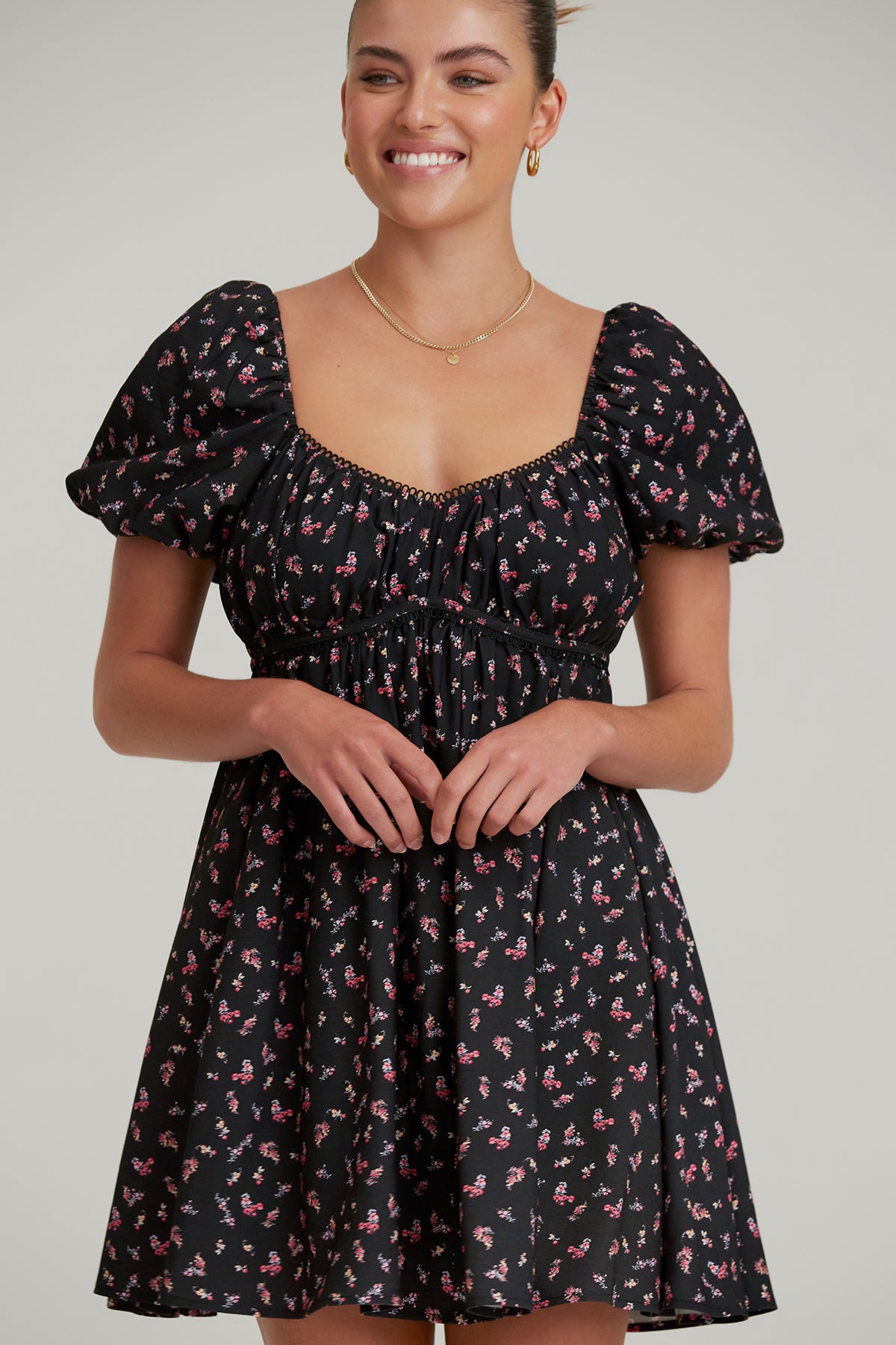 Finders - Zadie Mini Dress - Black Daisy