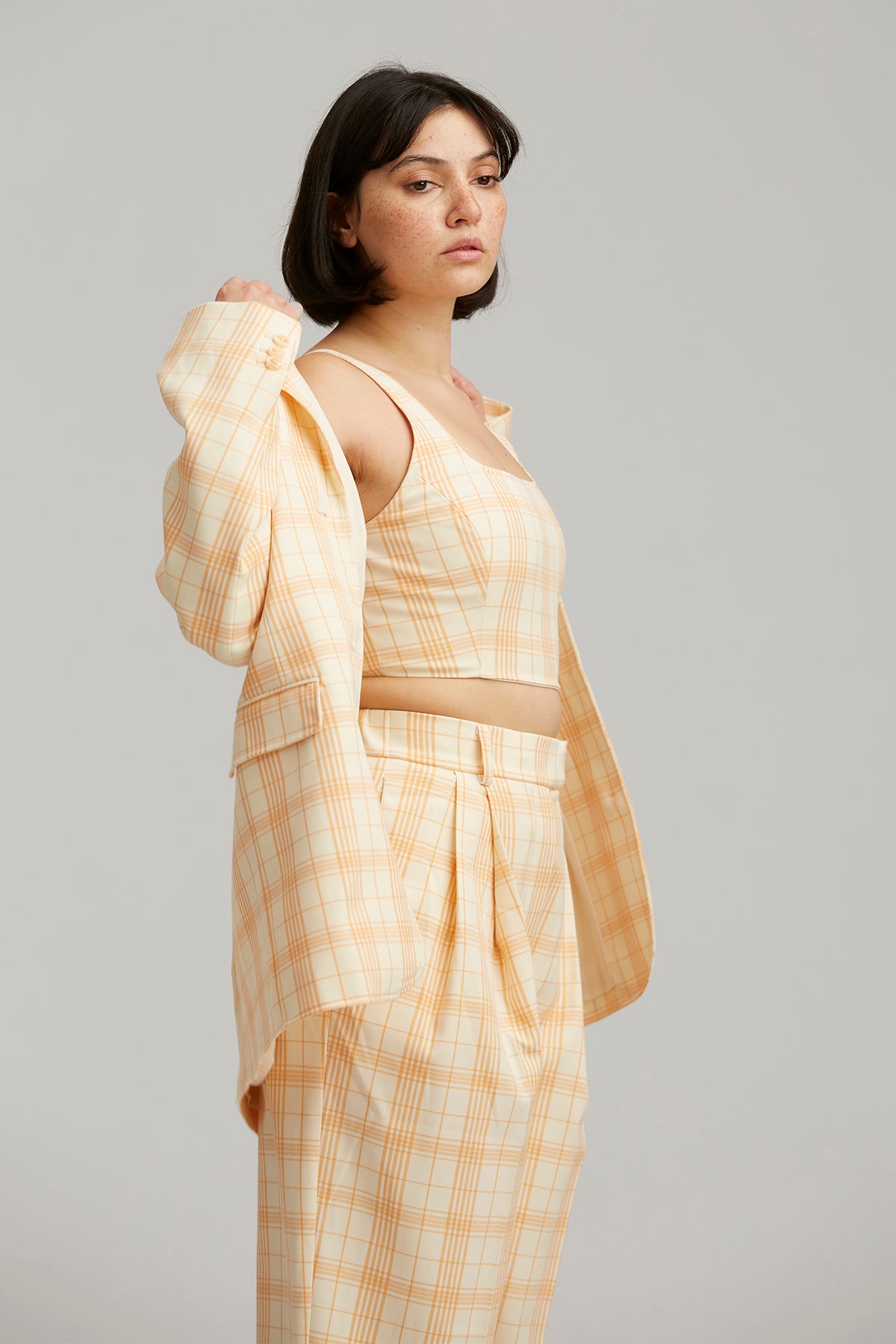 The Fifth Label - Peony Blazer - Cream W Papaya Check