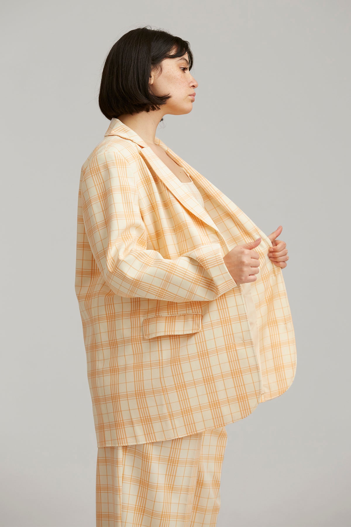 The Fifth Label - Peony Blazer - Cream W Papaya Check