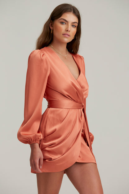Finders - Brigita LS Mini Dress - Terracotta
