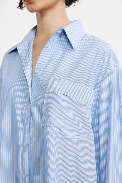 C/MEO Collective -  GOT ME STARTED SHIRT - BLUE STRIPE