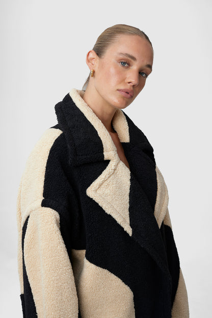 C/MEO Collective - Nothing Less Shearling Coat - Shapes Print