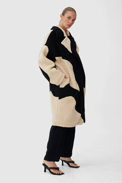C/MEO Collective - Nothing Less Shearling Coat - Shapes Print