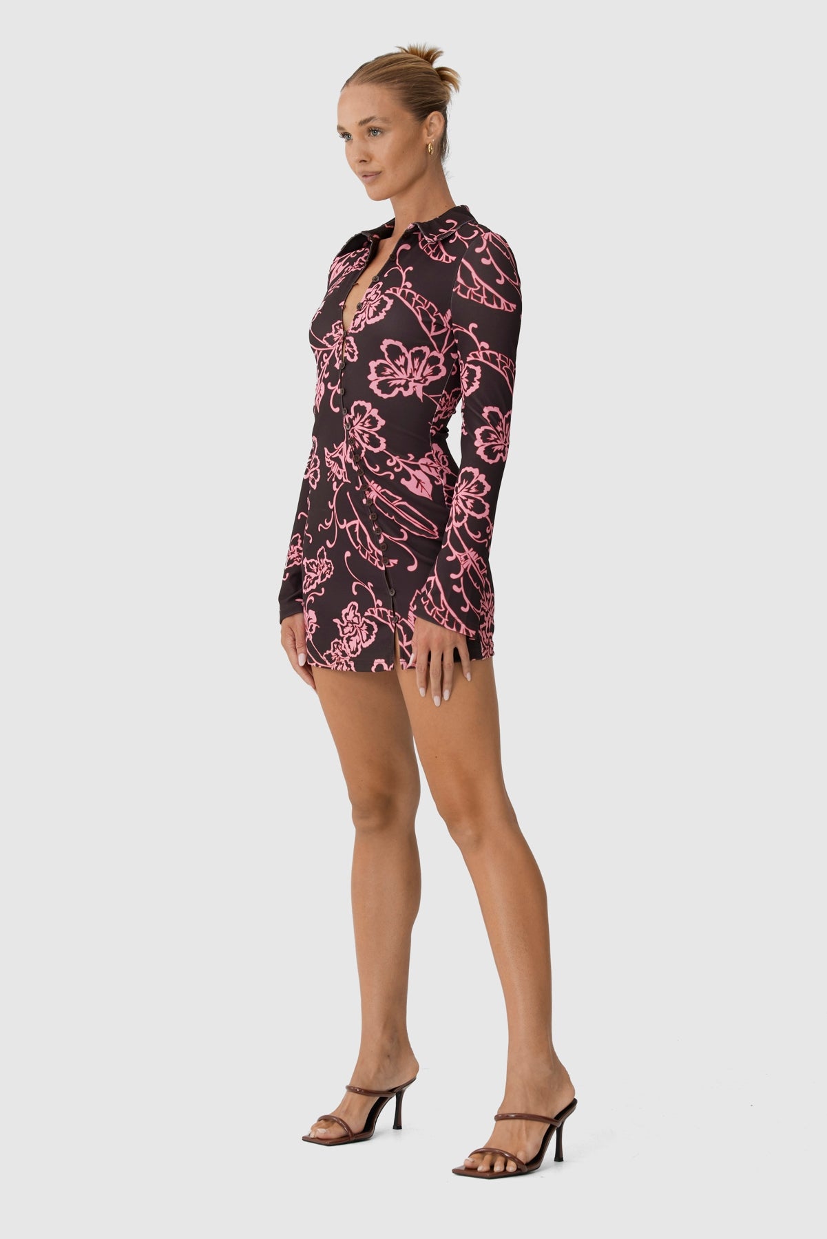 Finders - Eloise Mini Dress - Chocolate Tropical Floral