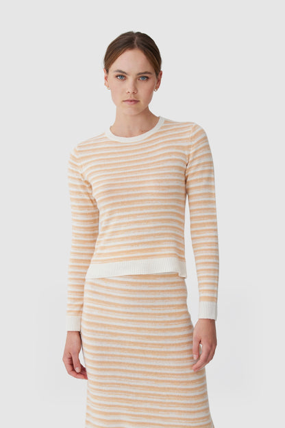 Keepsake - Oceana Ls Knit Top - Sand Stripe