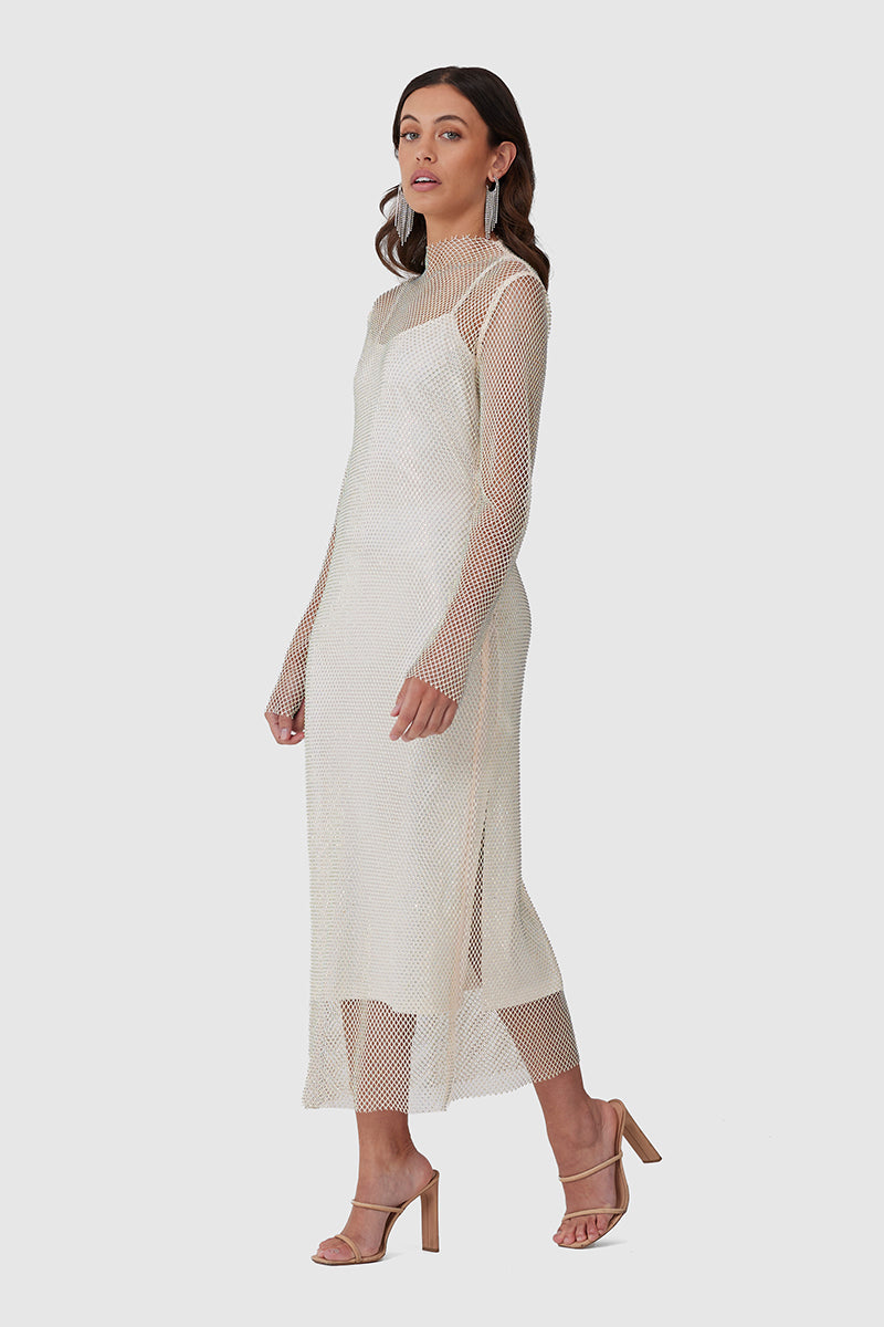 C MEO Collective Love Language Midi Dress Ivory