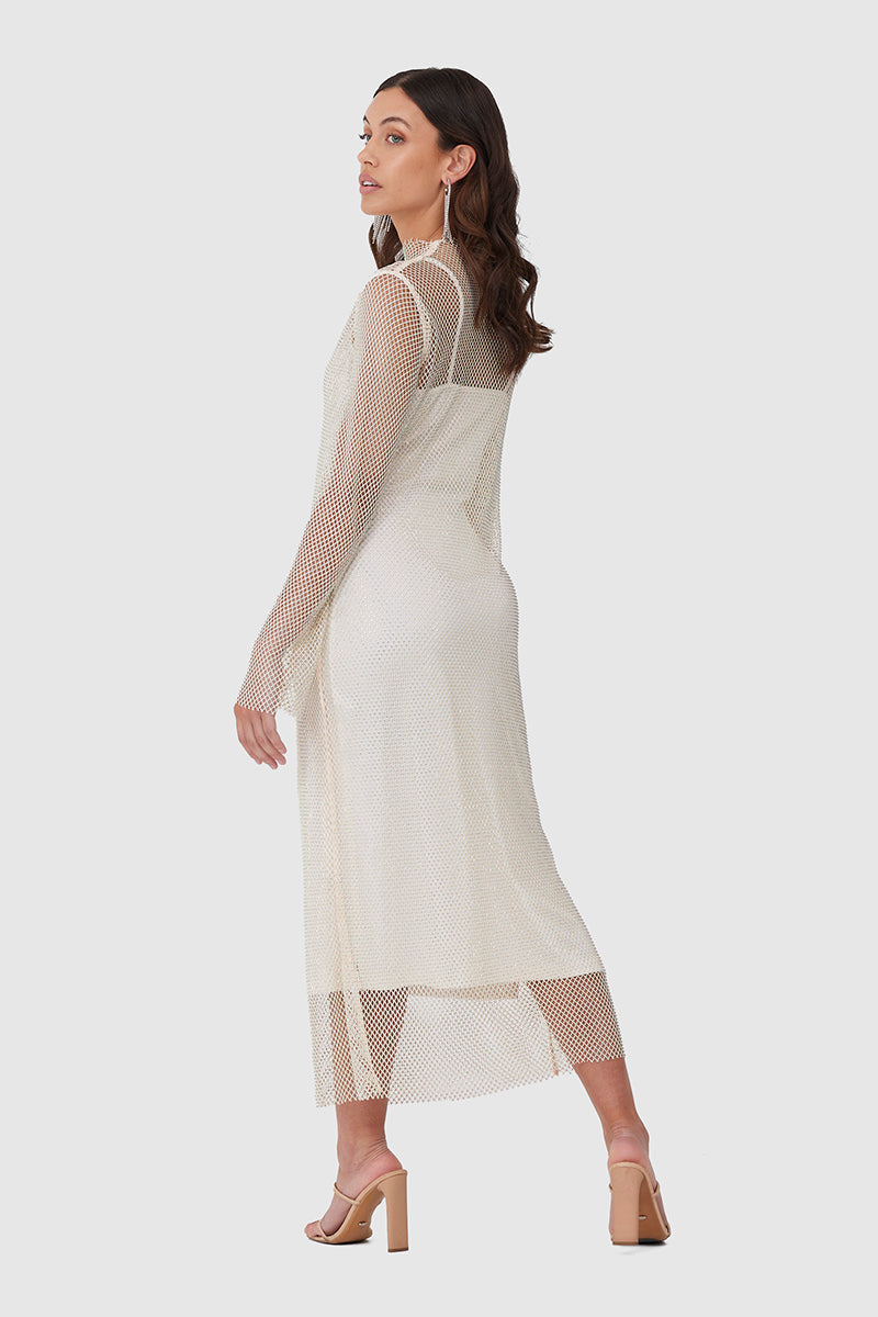 C MEO Collective Love Language Midi Dress Ivory