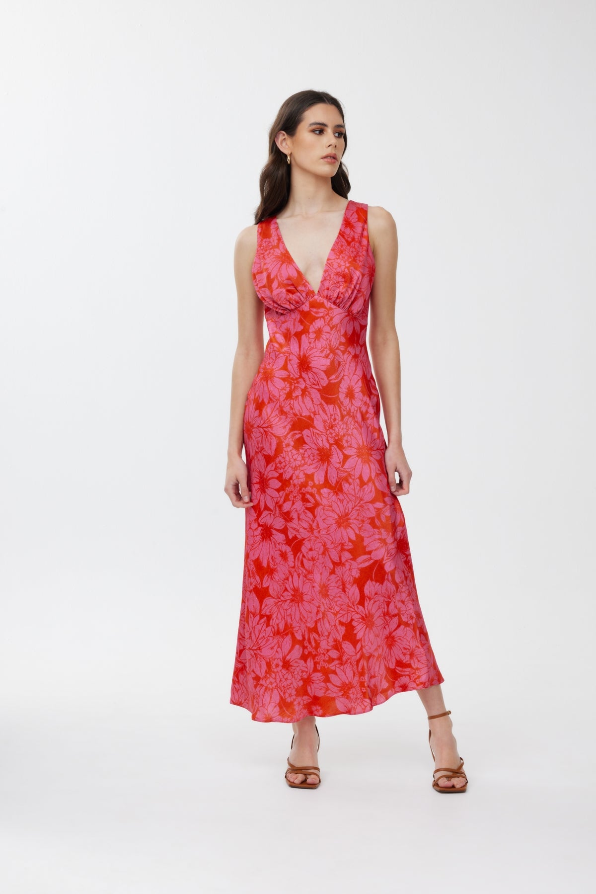 Finders - Evie Midi Dress - Hot Pink Daisy