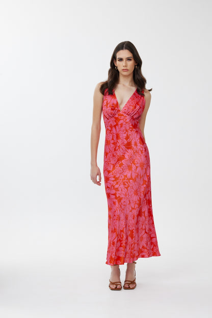 Finders - Evie Midi Dress - Hot Pink Daisy